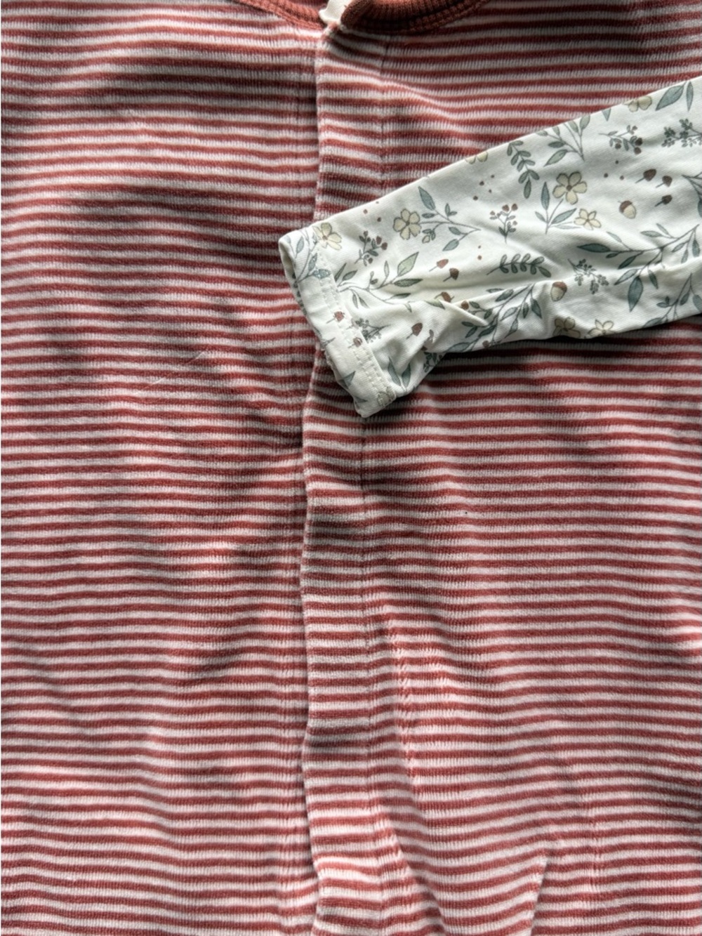 6-12 Month Footie Bundle, Hidden Snap Pinstripes + Zip Woodland Floral - Picture 3 of 10